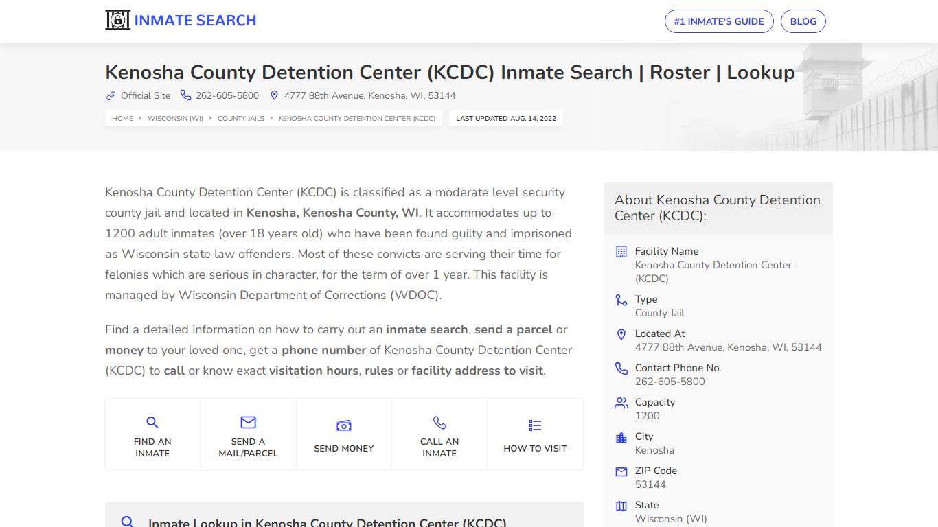 Kenosha County Detention Center (KCDC) Inmate Search ...